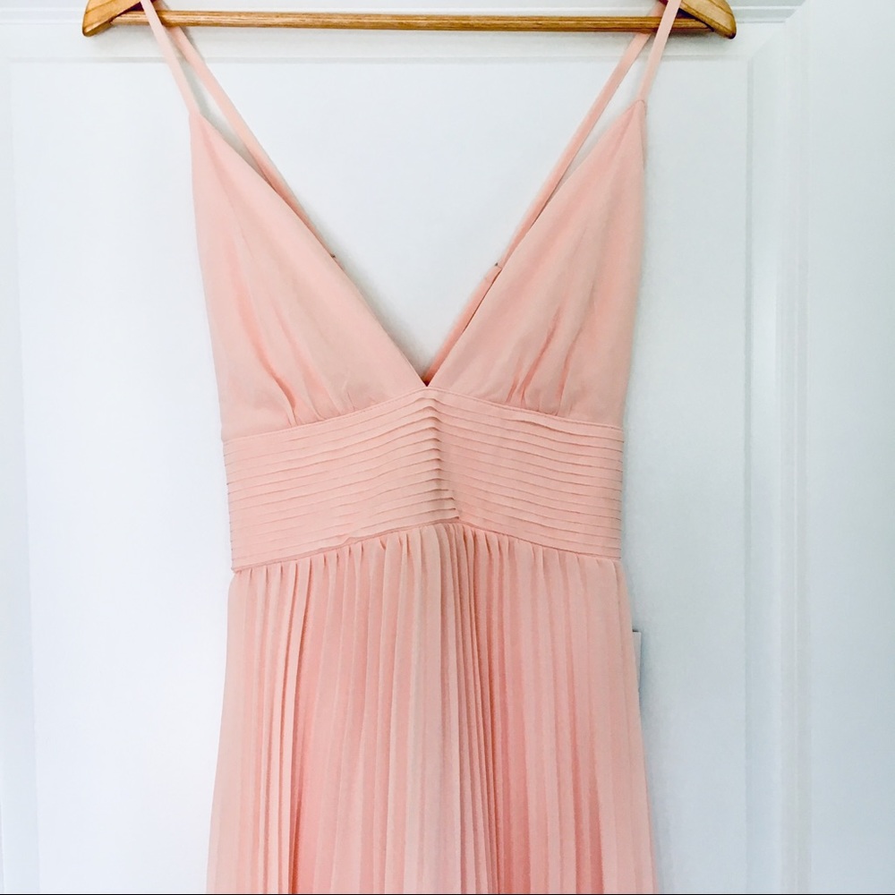 Lulu’s Pale Champagne Pink Maxi Bridesmaid Dress
